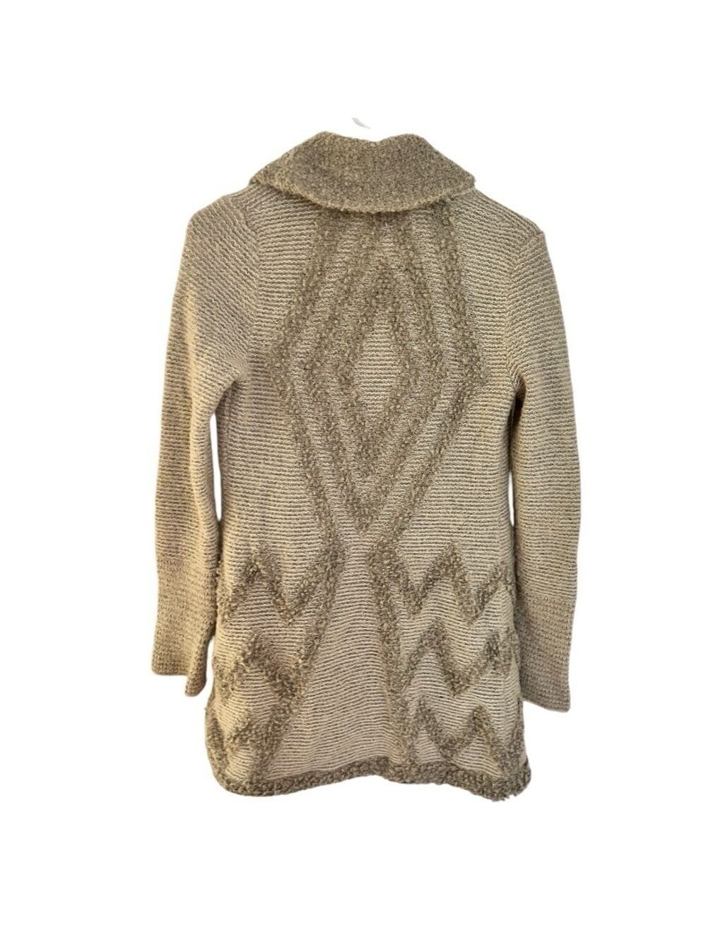Anthropologie Angel of the North Open Front Long Sweater Cream Beige Wool Sz S
